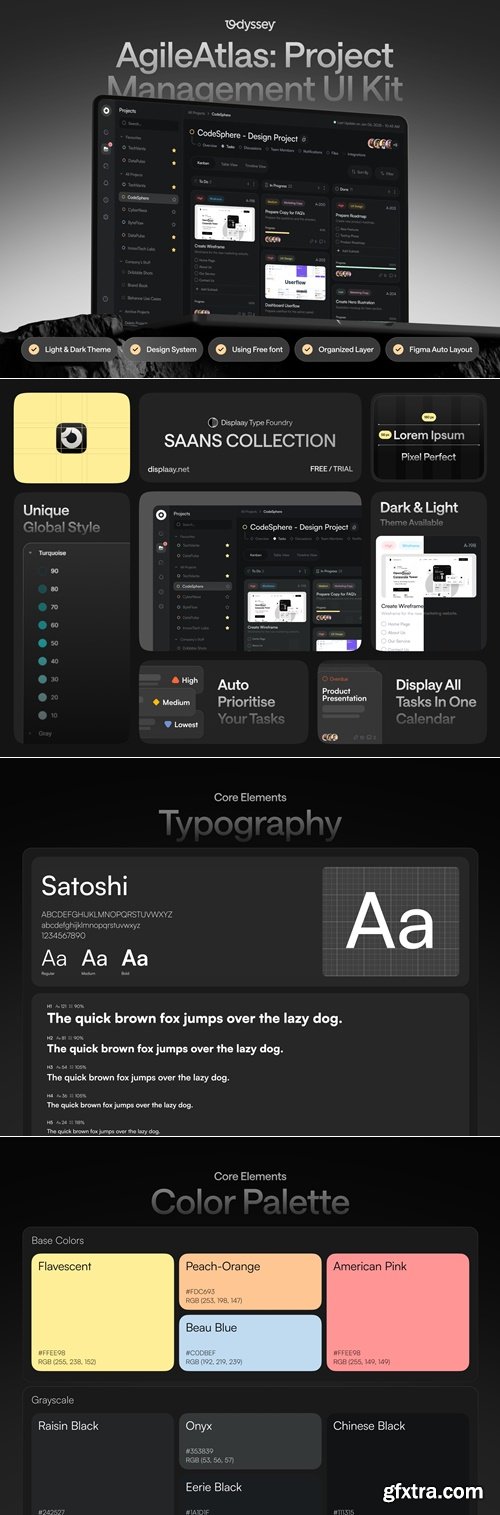 Project Management Tool UI Kit ( Dark & Light ) - V2