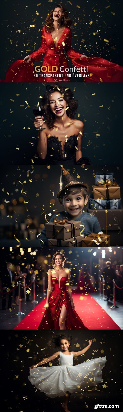 30 Gold confetti Transparent PNG photo overlays