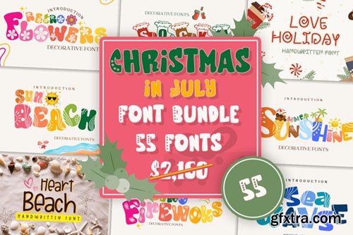 Christmas in July Font Bundle - 55 Premium Fonts Christmas in July Font Bundle - 55 Premium Fonts