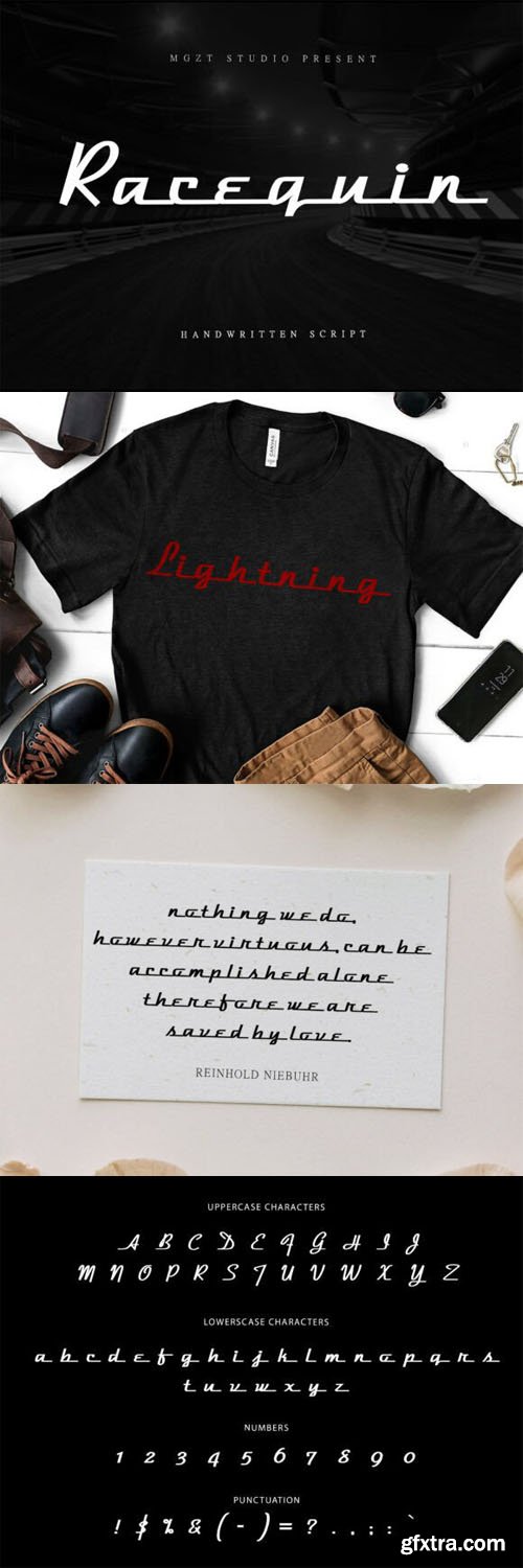 Racequin - Classic Stylish Handwritten Script Font Racequin - Classic Stylish Handwritten Script Font