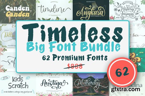 Timeless Big Font Bundle - 62 Premium Fonts Timeless Big Font Bundle - 62 Premium Fonts