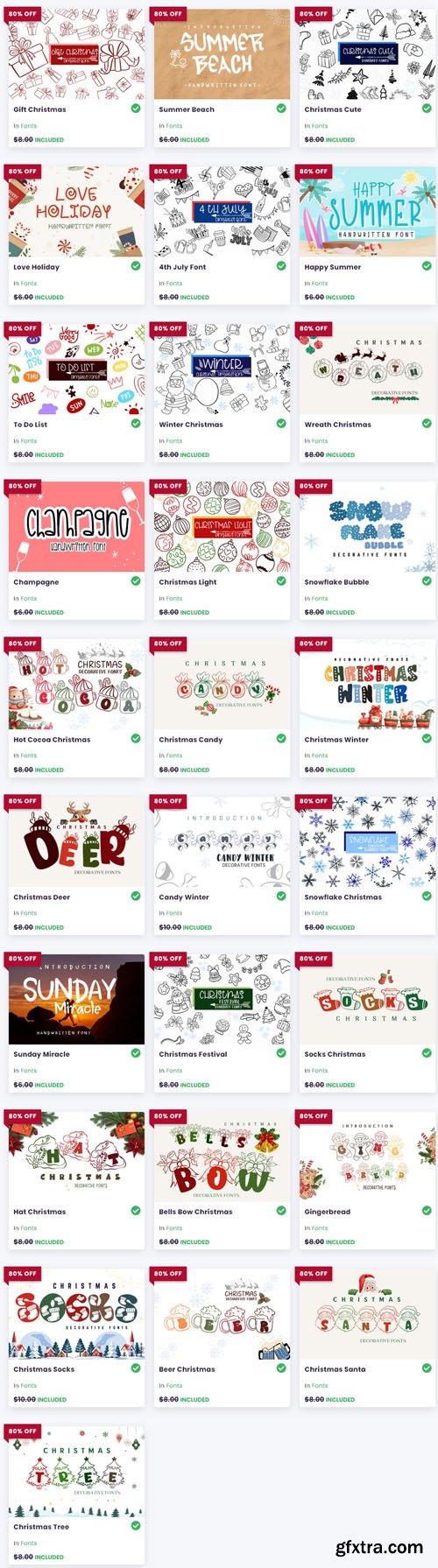 Christmas in July Font Bundle - 55 Premium Fonts