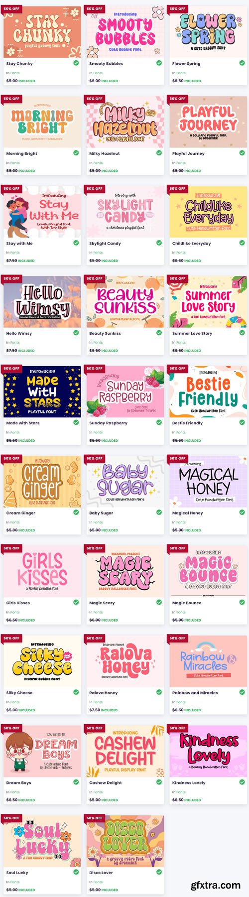 Super Retro and Playful Font Bundle - 62 Premium Fonts