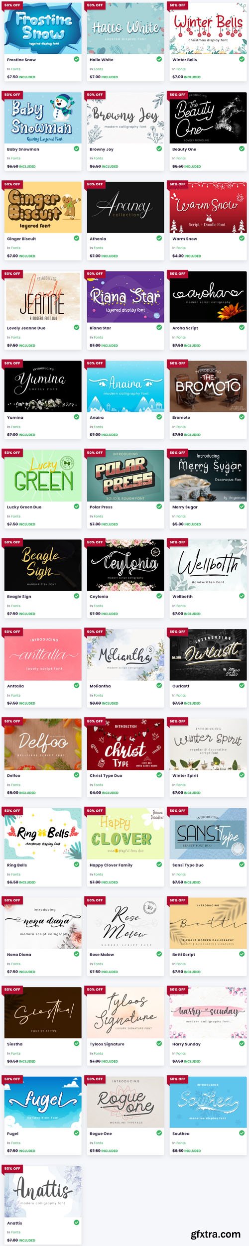 Crafty Christmas Font Bundle - 40 Premium Fonts