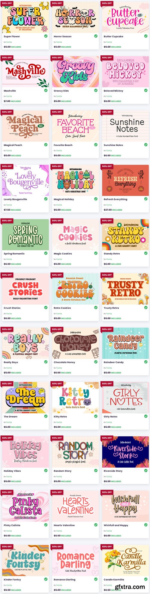 Super Retro and Playful Font Bundle - 62 Premium Fonts