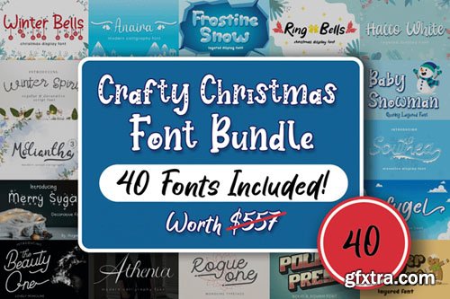 Crafty Christmas Font Bundle - 40 Premium Fonts