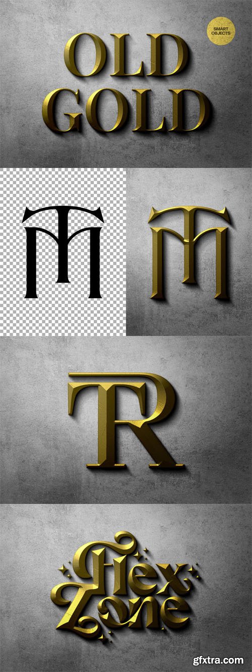 Golden Concrete Text & Logo PSD Mockup Template