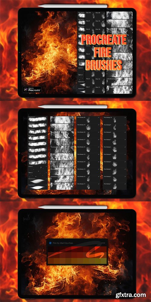 40+ Fire & Flame Stamps Brushes for Procreate