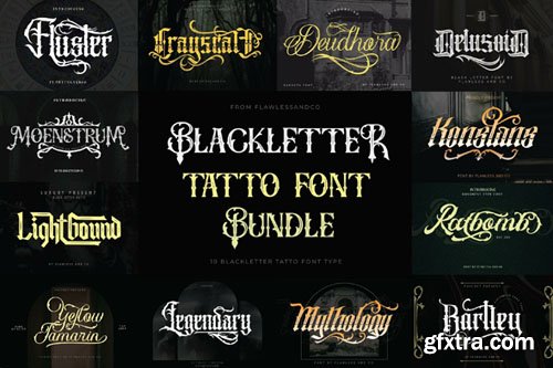 Blackletter Tattoo Font Bundle - 10 Premium Fonts