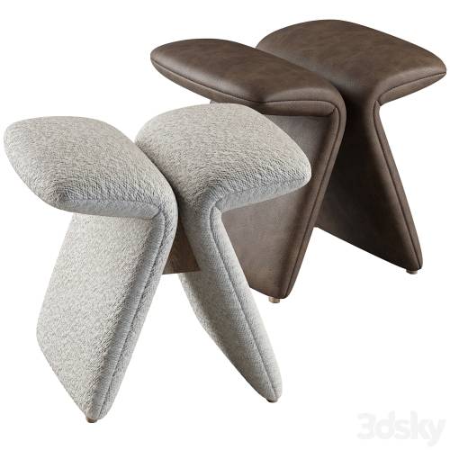 '3dsky Pro - Butterfly stool leather and boucle' '3dsky Pro - Butterfly stool leather and boucle'