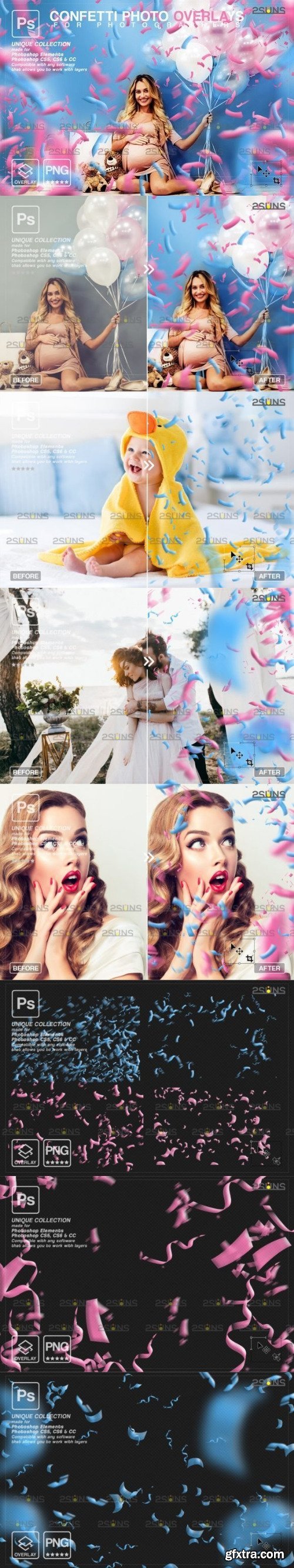 Creativemarket - Gender reveal confetti overlays Baby