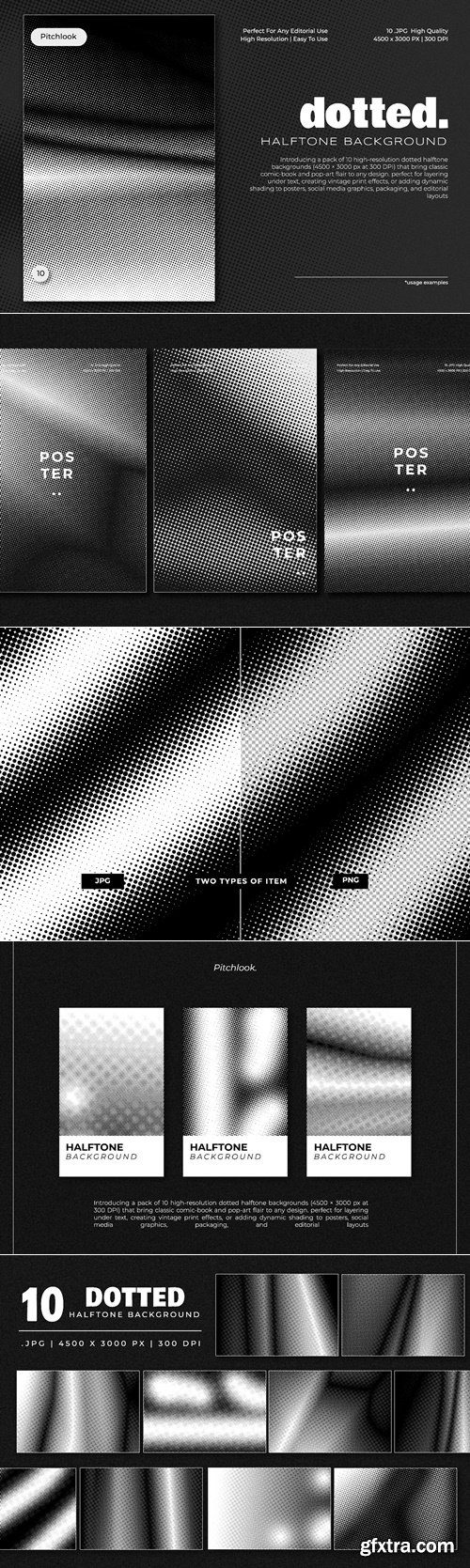 Dotted Halftone Background Textures #1