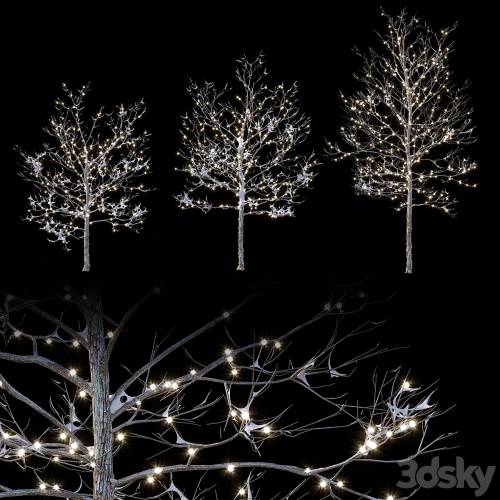 '3dsky Pro - Trees in the snow with a luminous garland' '3dsky Pro - Trees in the snow with a luminous garland'