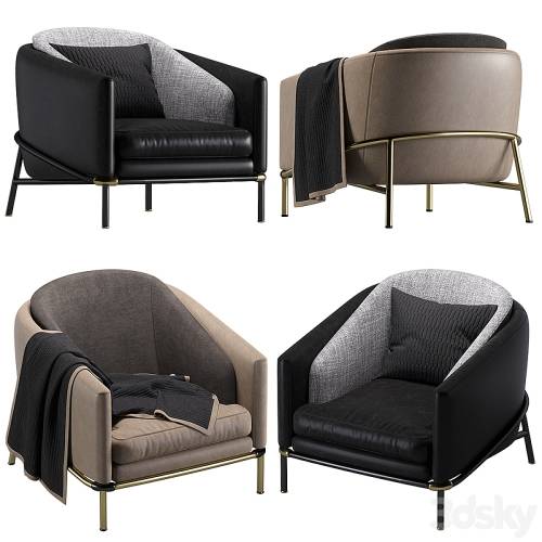 '3dsky Pro - Armchair Minotti Fil noir leather'