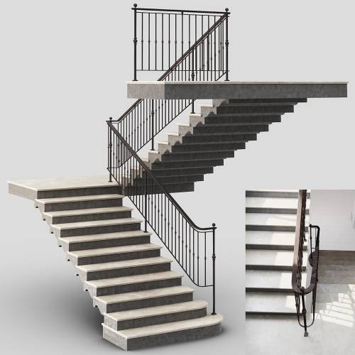 '3dsky Pro - Classic Stair with Iron railing'