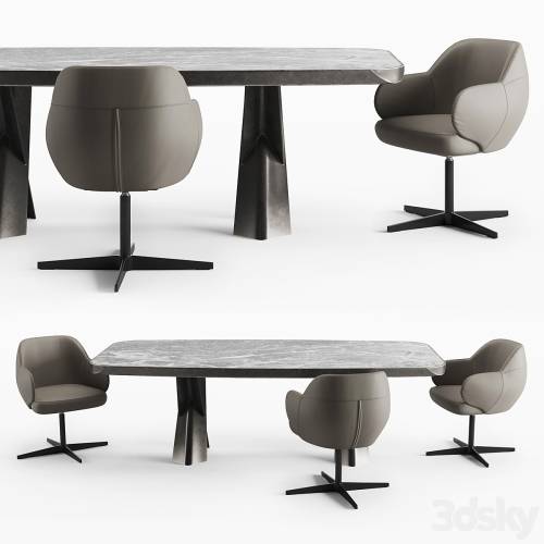 '3dsky Pro - Cattelan Italia Mad Max Keramik Premium table and Bombe X chair'