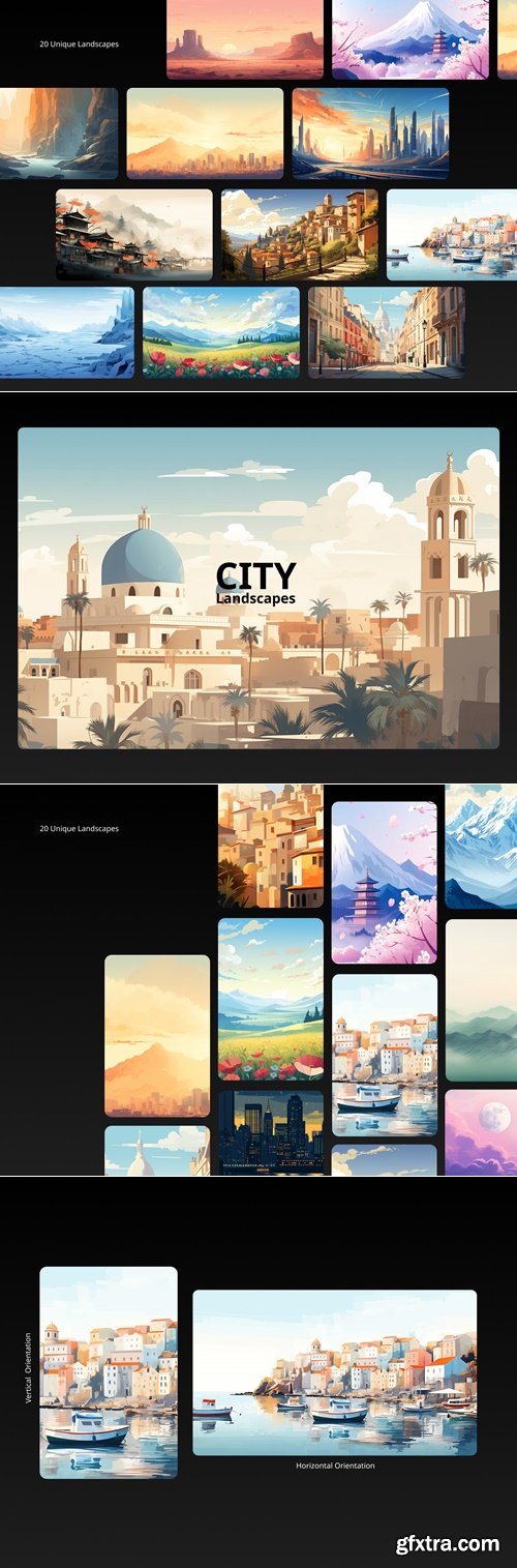 Painted Style Landscapes - Set of 20