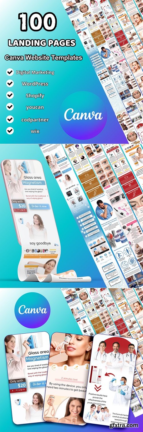100+ High-Converting Landing Pages | Canva Website Templates for Shopify, WordPress, COD