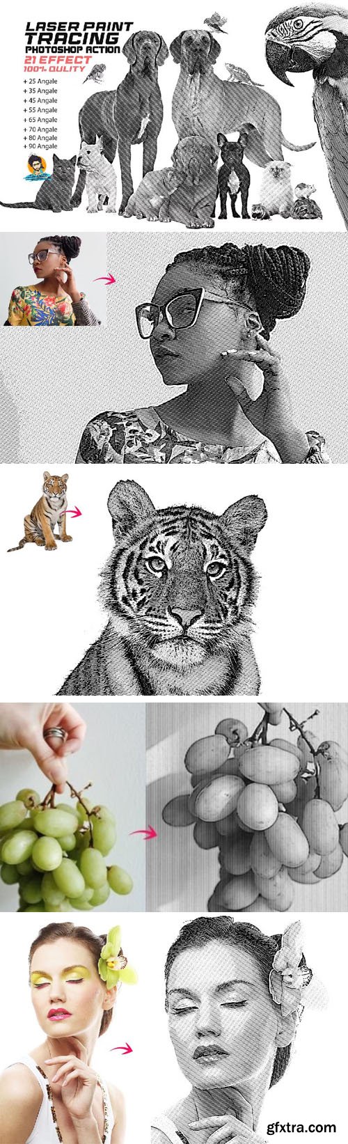 Laser Paint Tracing Photoshop Actions