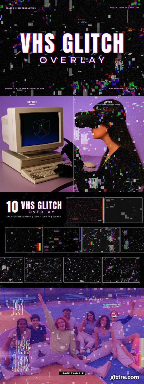 10 Retro VHS Glitch Overlays for Photoshop