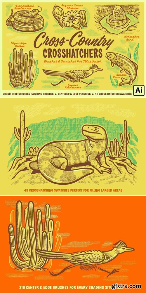 Retro Supply - Cross-Country Crosshatchers for Adobe Illustrator