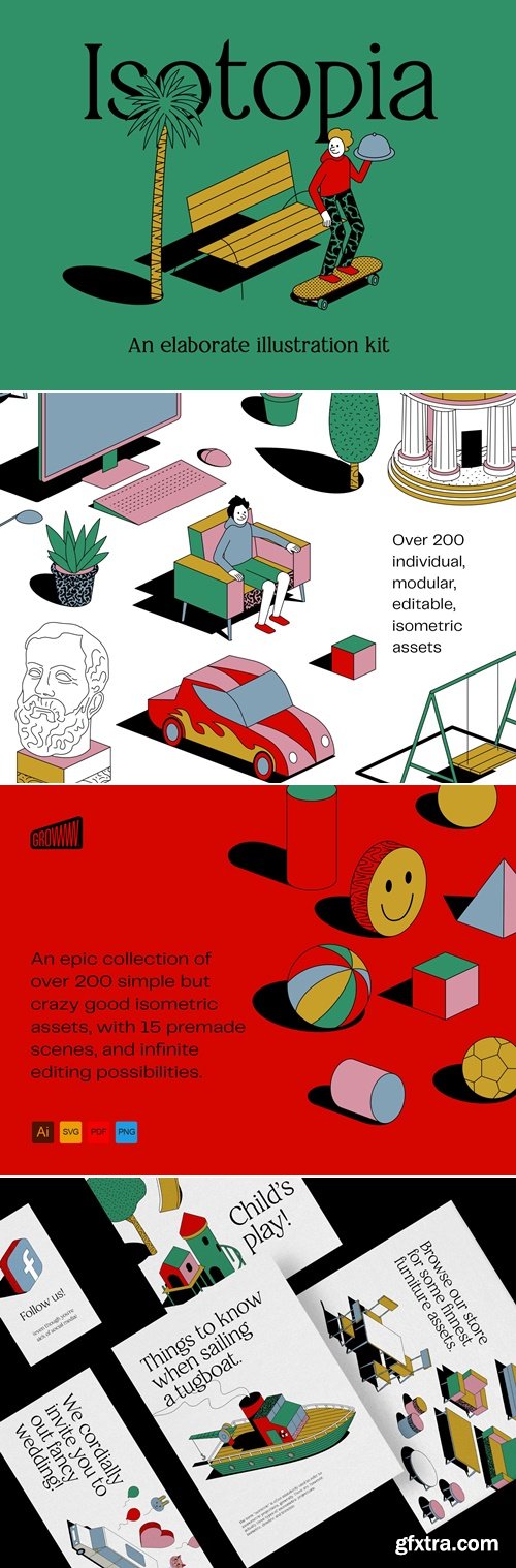 Growwwkit - Isotopia - An elaborate isometric illustration kit