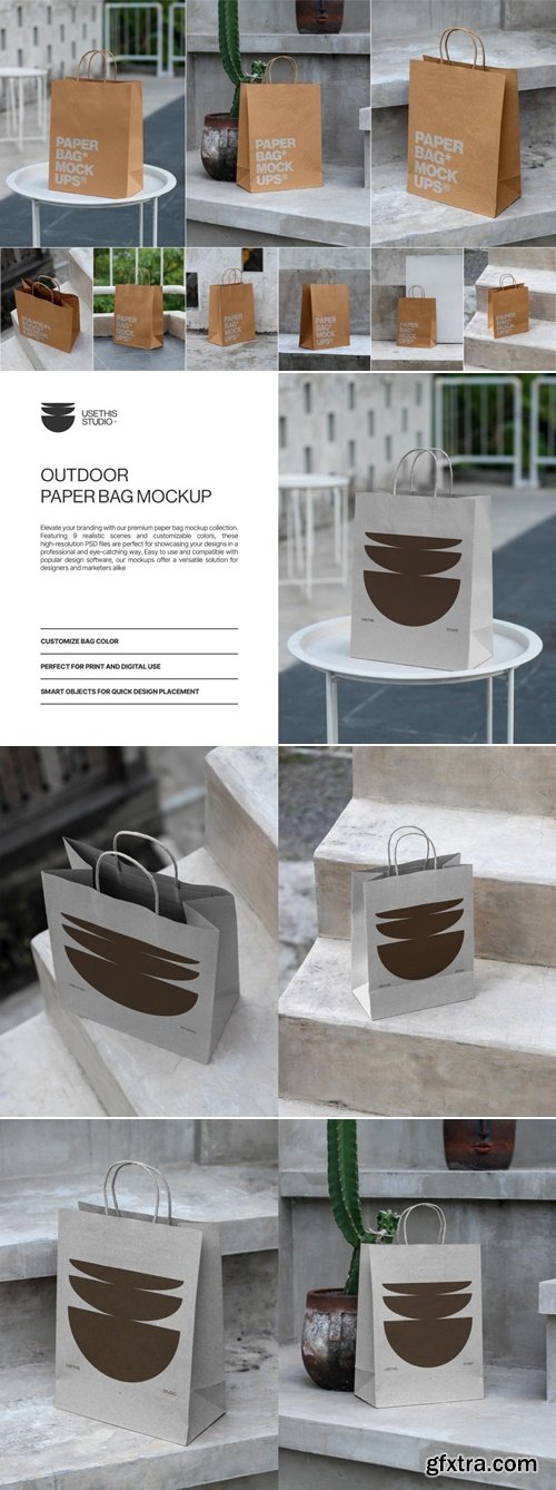 MockupCloud - Outdoor Paper Bag Mockup Collection