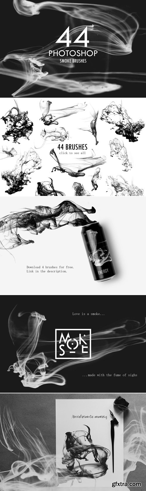 CreativeMarket - 44 Photoshop Smoke Brushes 2296853