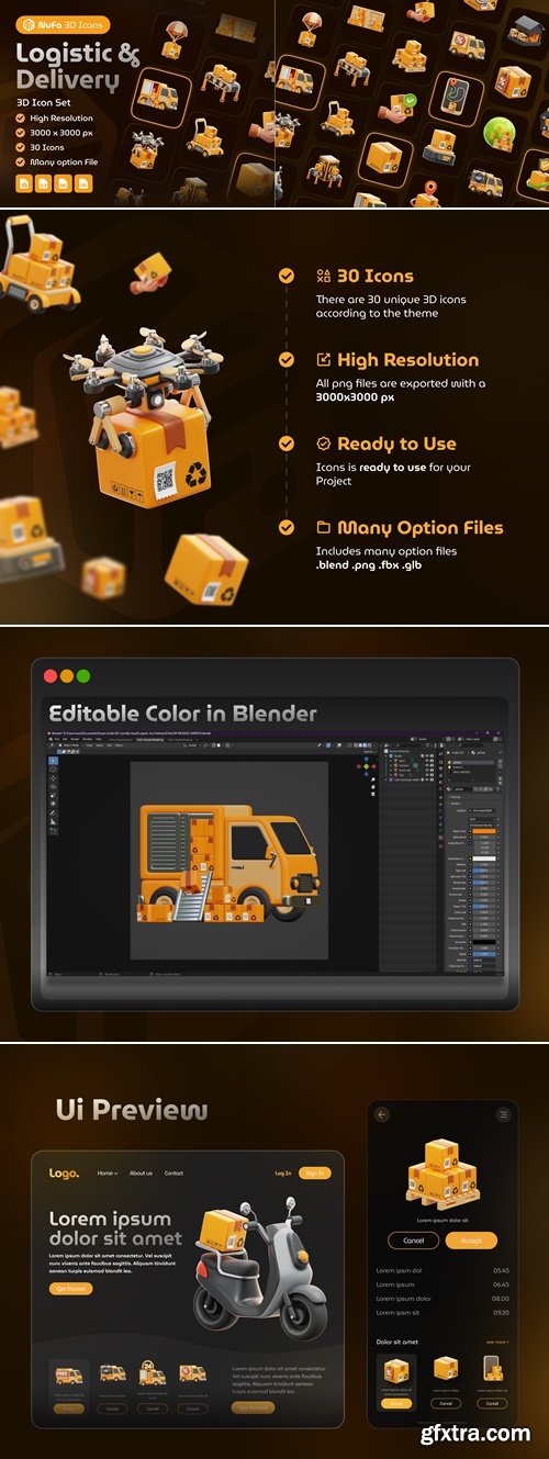 Logistic & Delivery 3D Icon Set
