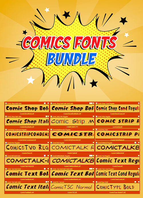 718 Comics Fonts Bundle 139xOTF, 563xTTF