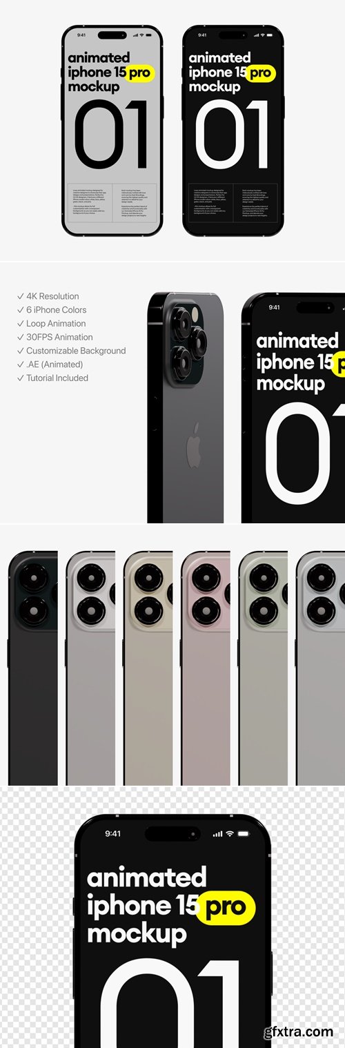 Animated iPhone 15 Pro Mockup | 01