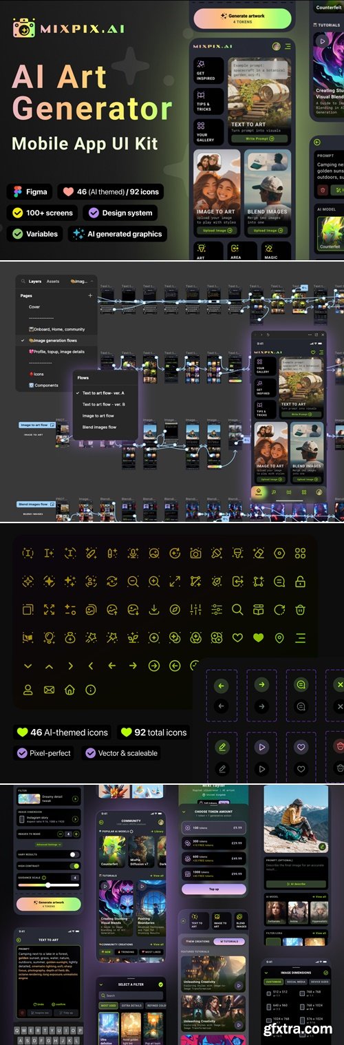 UI KIT | AI Art Generator App - bento & glassmorphism style