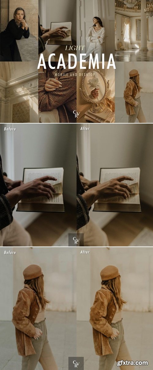 CVRPresets - 25 Light Academia Lightroom Presets