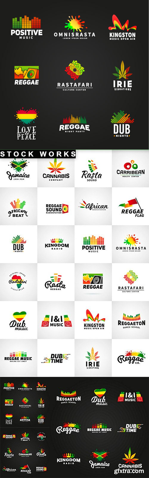 Jamaica Reggae Dance Music Vector Templates 9xEPS