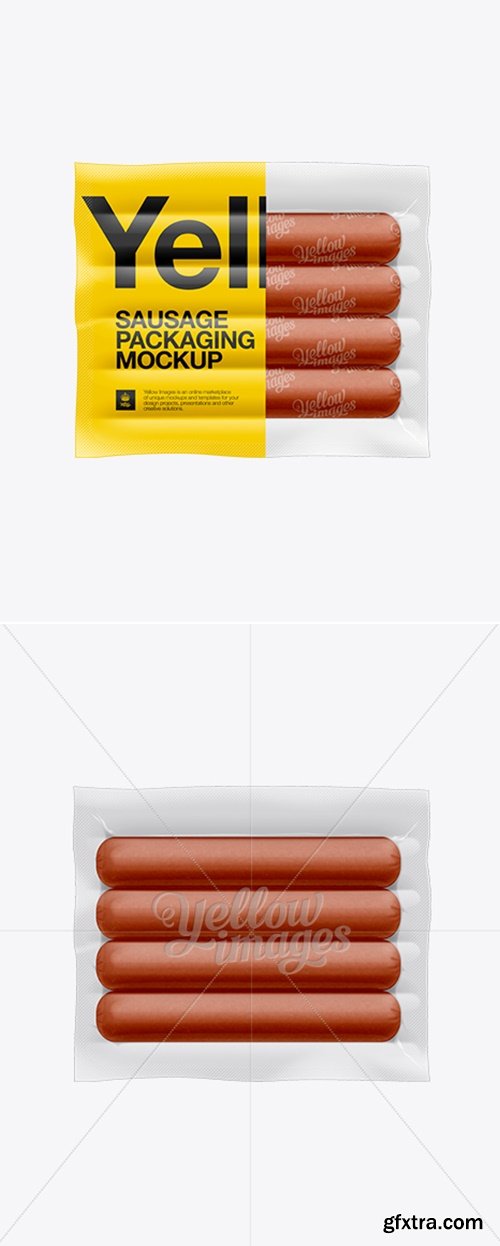 YellowImages - 4 Sausages in Clear Plastic Package Mockup 10958