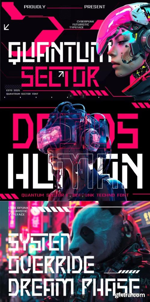 Quantum Sector Cyberpunk Techno Font