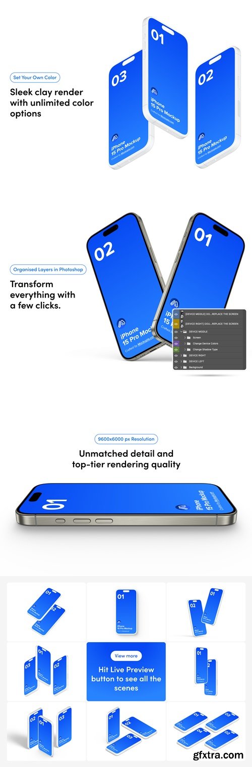 iPhone 15 Pro Mockup Bundle