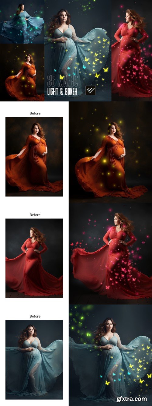 Creativemarket - Magic light bokeh Maternity overlays