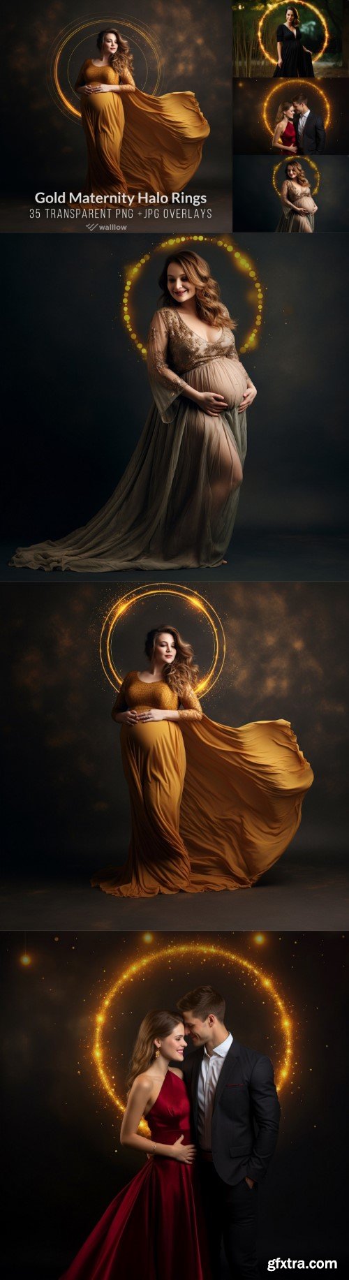 Golden halo shine ring maternity photo overlays