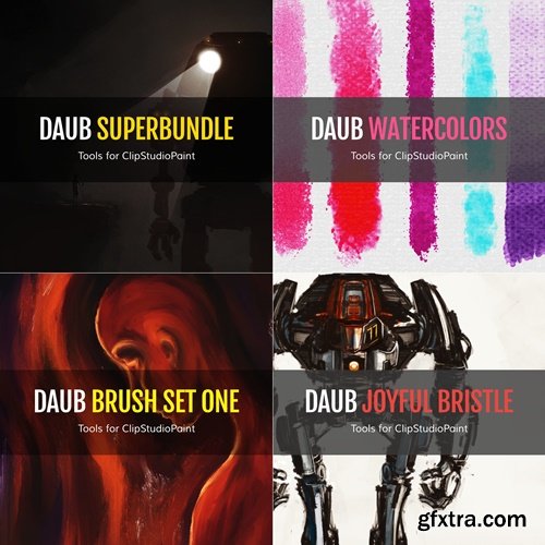 DAUB® SuperBundle - 572+ Pro Tools and 60+ Textures for Clip Studio Paint