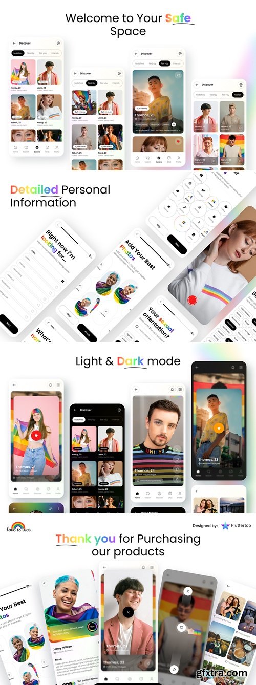 CreativeMarket - LoveisLove: LGBTQ+ Dating App UI Kit 94592693