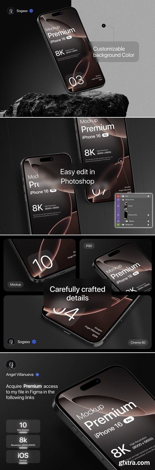 Premium iPhone 16 Pro Black Titanium Mockup