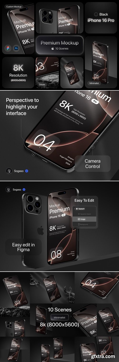 Premium iPhone 16 Pro Black Titanium Mockup
