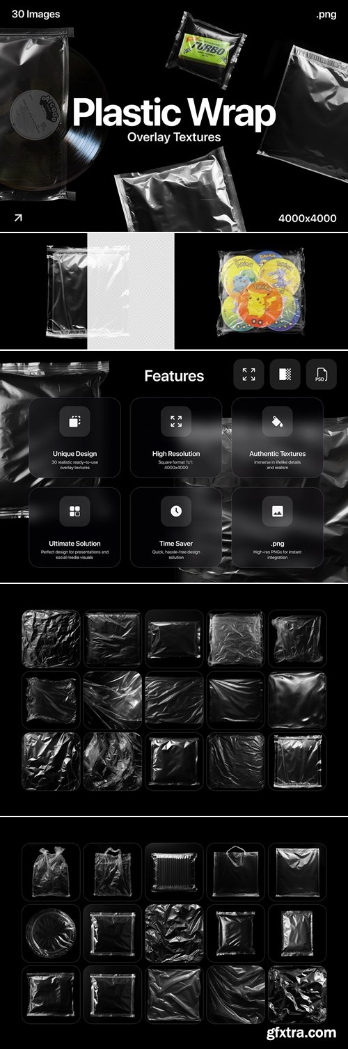 CreativeMarket - Plastic Wrap Overlay Textures 291194318