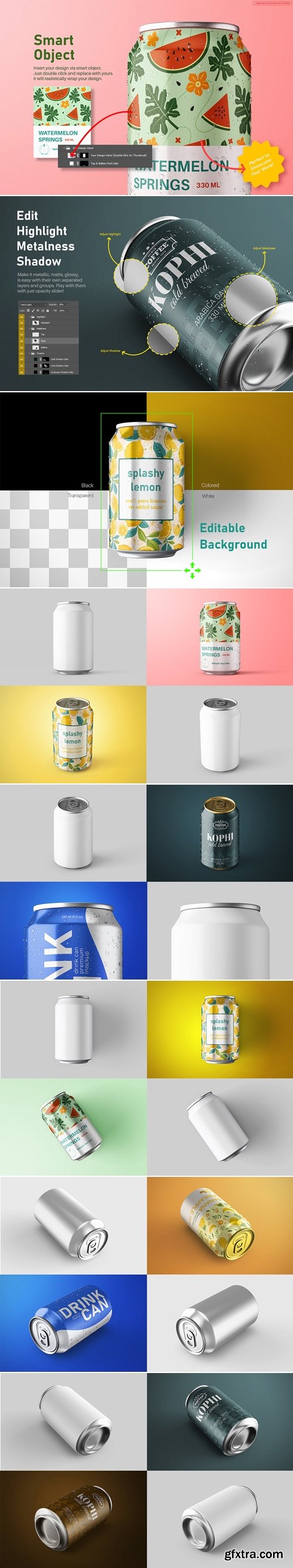 CreativeMarket - Drink Can 330ml PSD Mockup Set 291158043