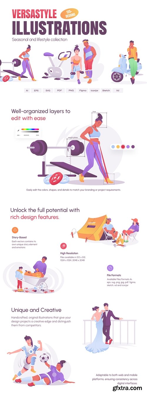 CreativeMarket - Flat Versastyle Illustrations 286405911