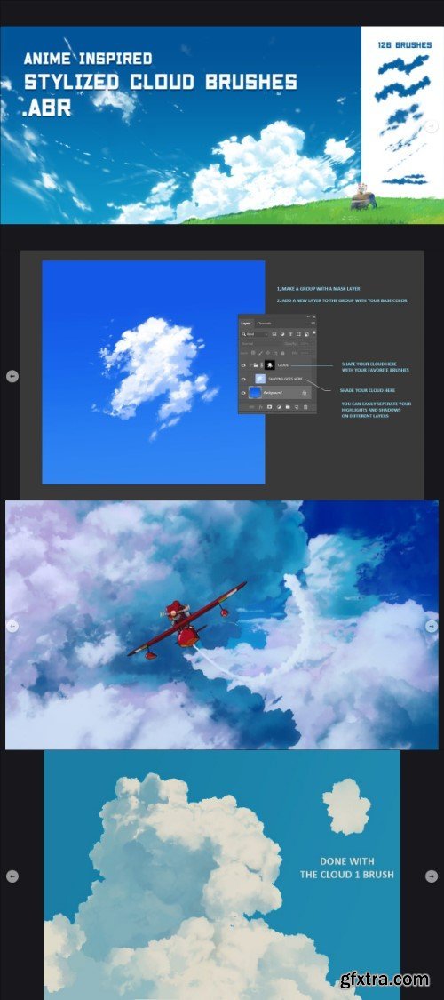 Artstation - Anime/Ghibli inspired cloud brushes for Photoshop