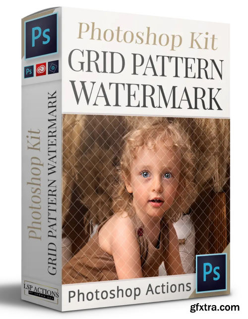 LSP Actions - Watermark Grid Kit - Photoshop Action & Pattern File