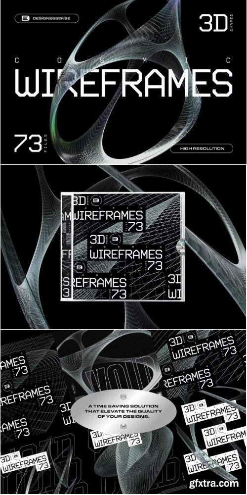 Creativemarket - 3D Chrome Wireframes - 73 shapes - 92063674