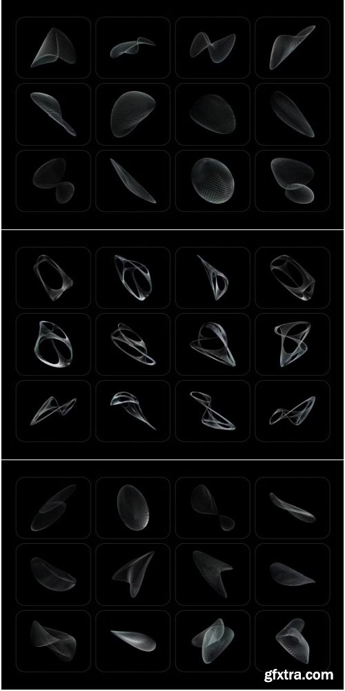 Creativemarket - 3D Chrome Wireframes - 73 shapes - 92063674